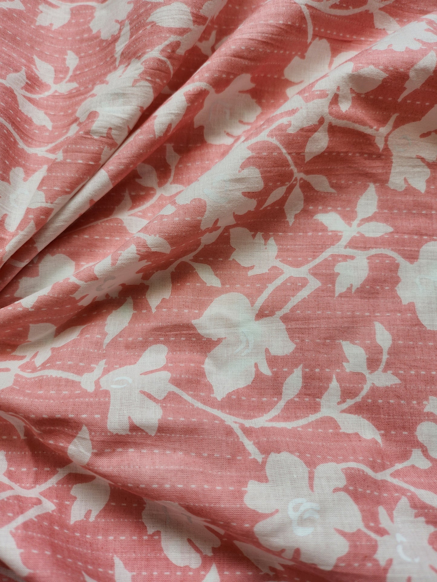 Salmon Color with White Trail Printed Cotton