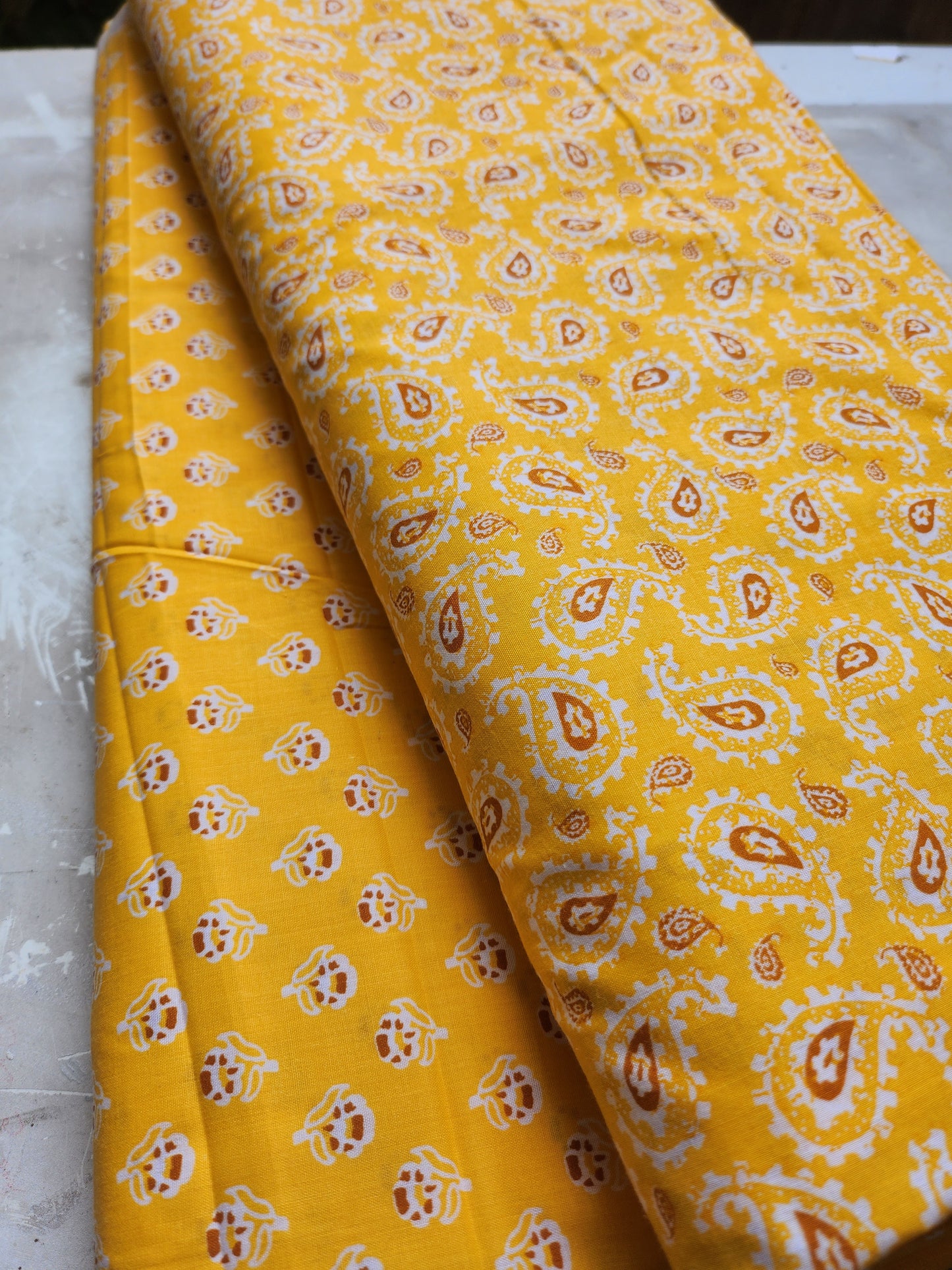 Goldenrod Color Paisley Printed Cotton