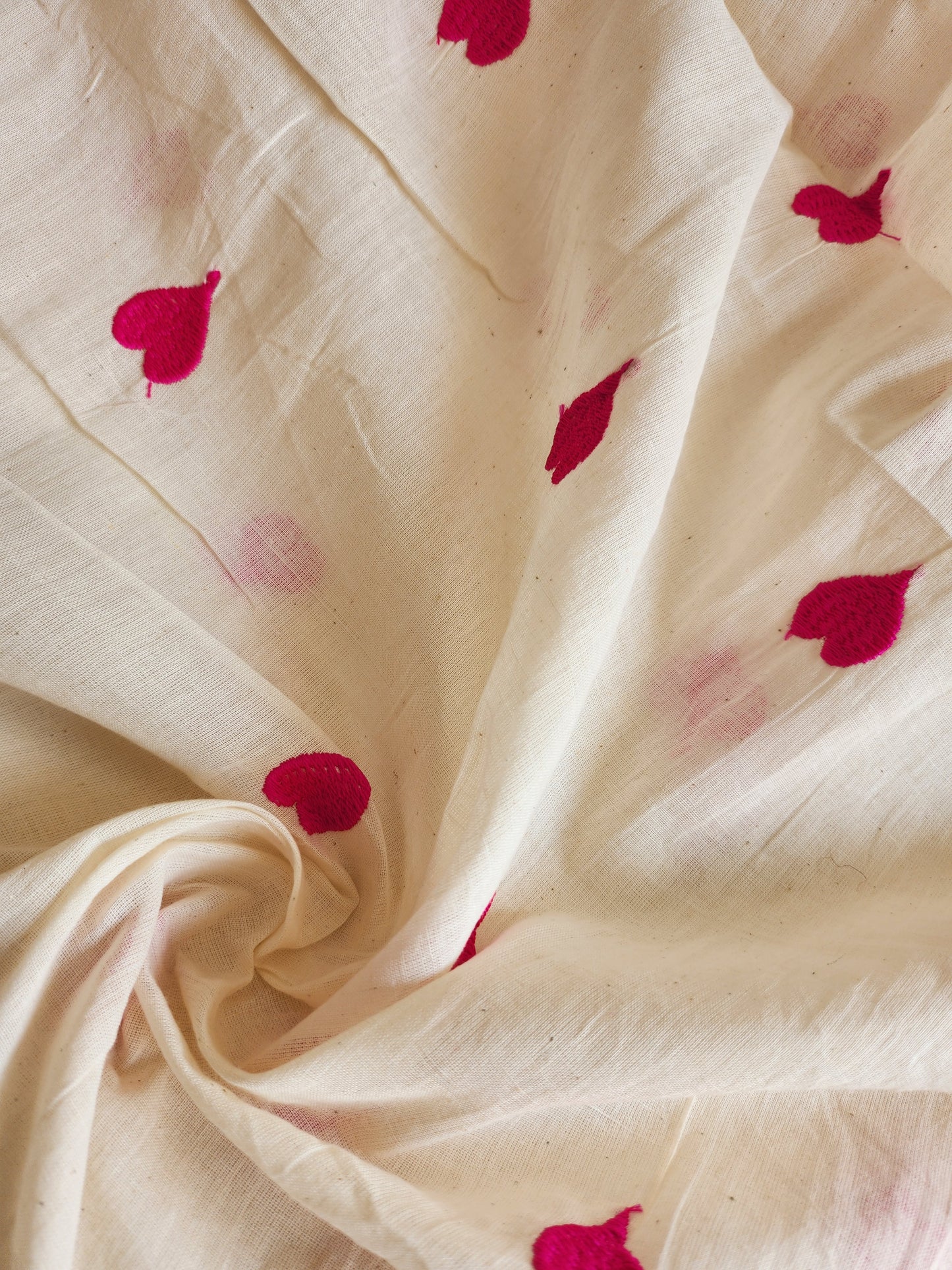 Kora Cotton Embroidery Pink Heart