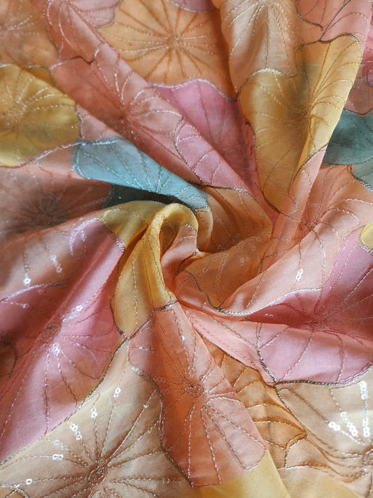 Pure Organza Fabric with sequence & thread work