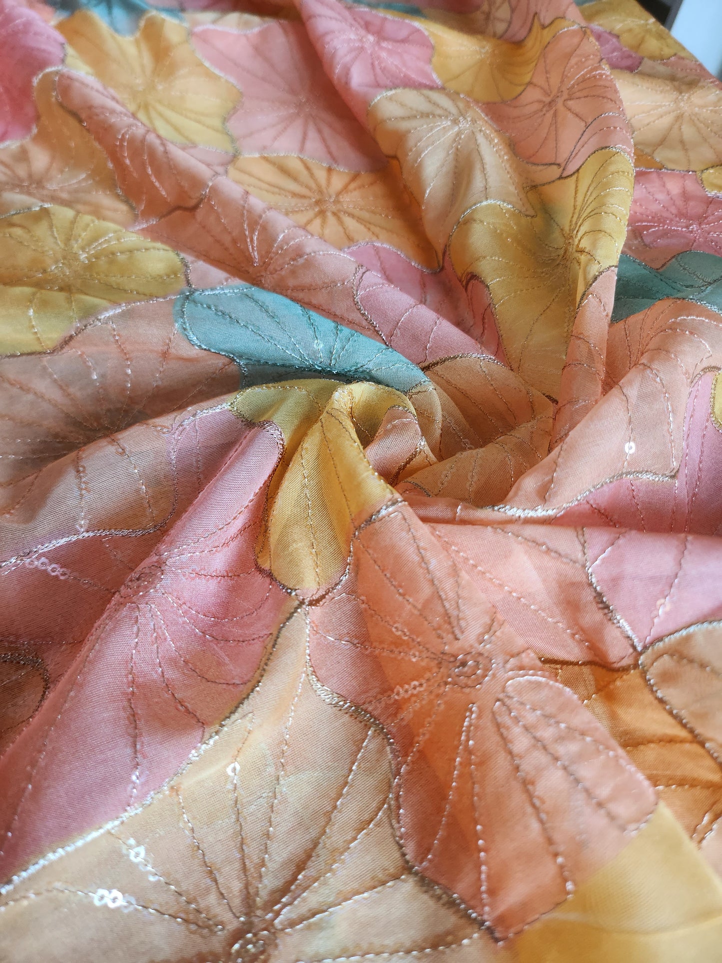 Pure Organza Fabric with sequence & thread work