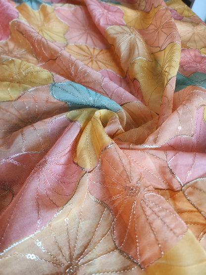 Pure Organza Fabric with sequence & thread work