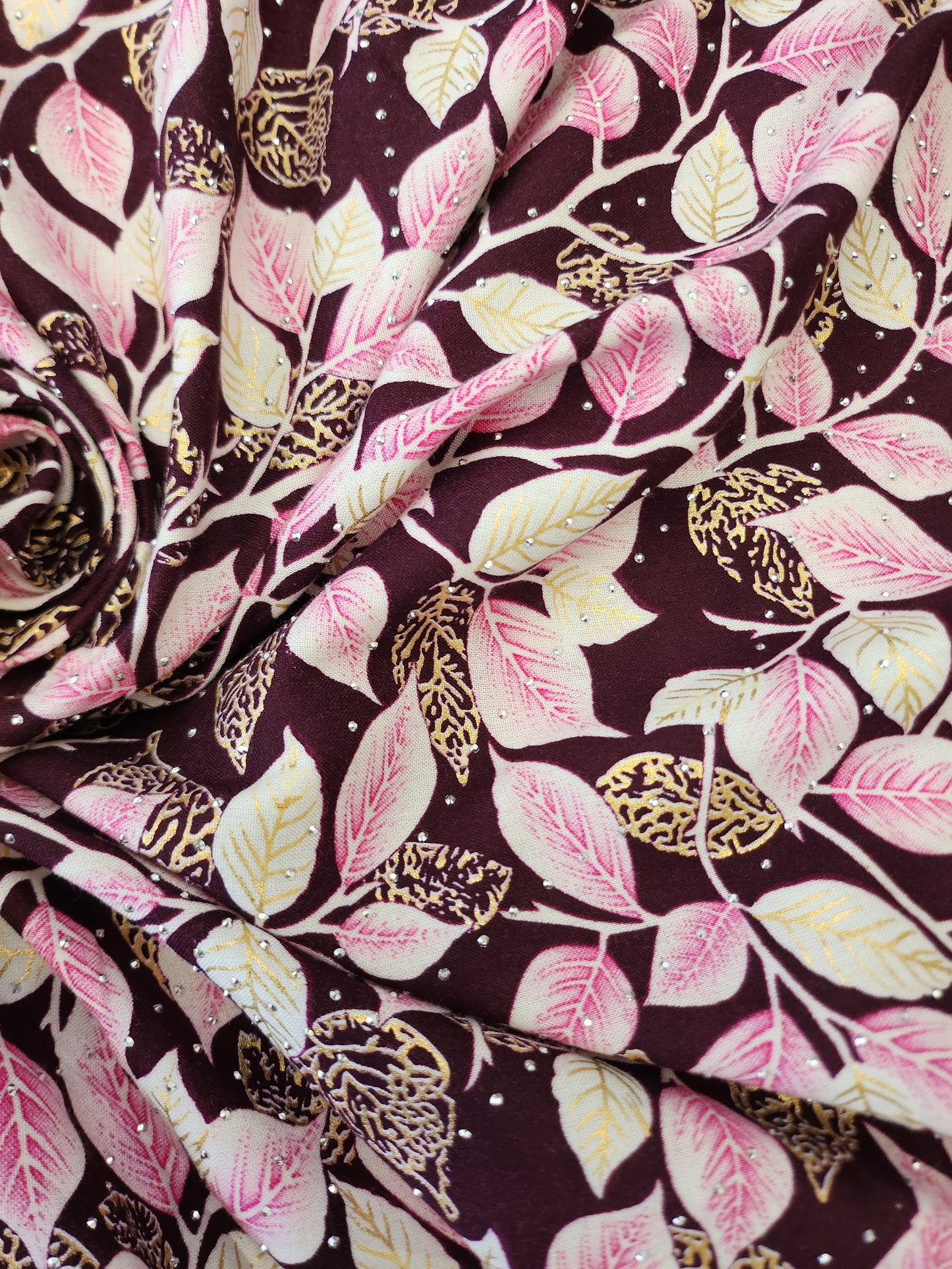 Pure Rayon Cotton Floral Trail Work with all over Swarovski Work