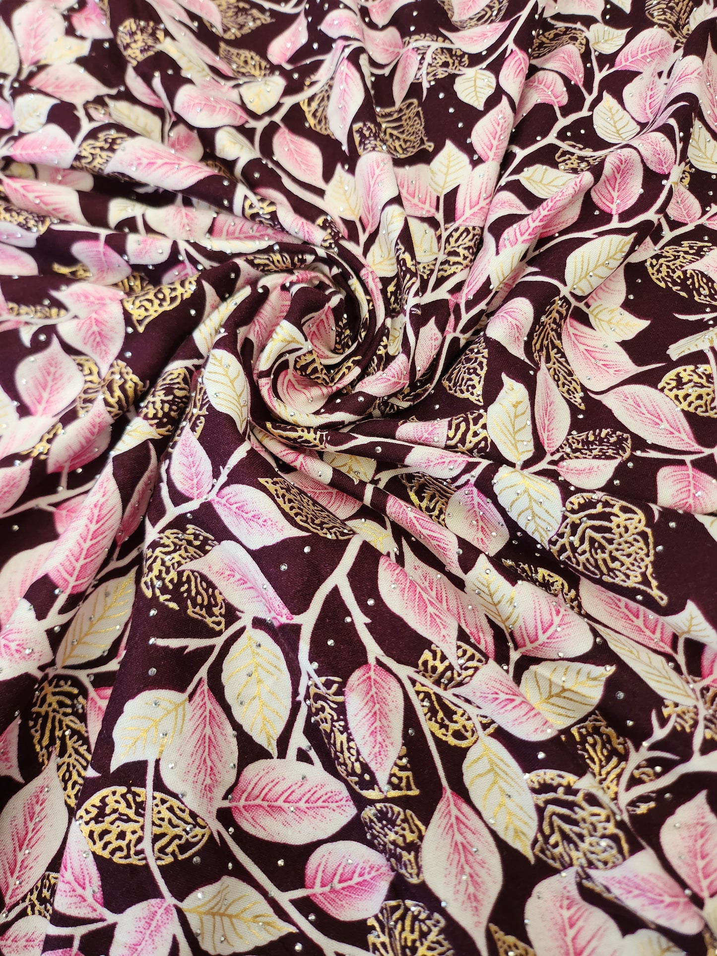 Pure Rayon Cotton Floral Trail Work with all over Swarovski Work