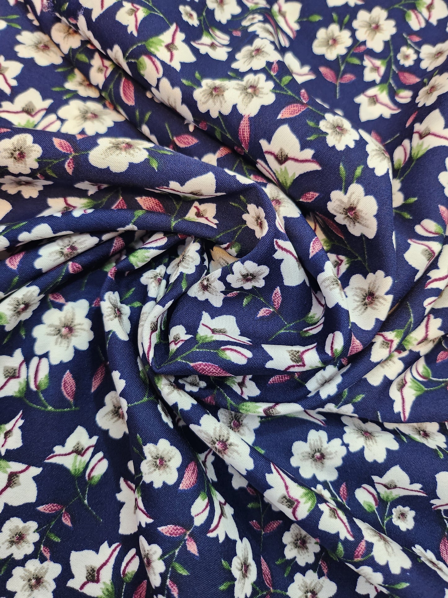 Navy Blue Color Crepe with multi color floral Print