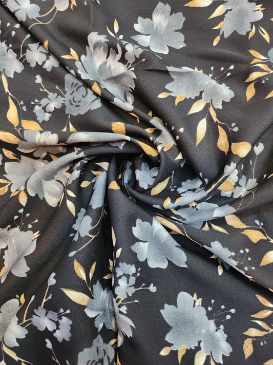 Black Color Crepe with multi color floral Print