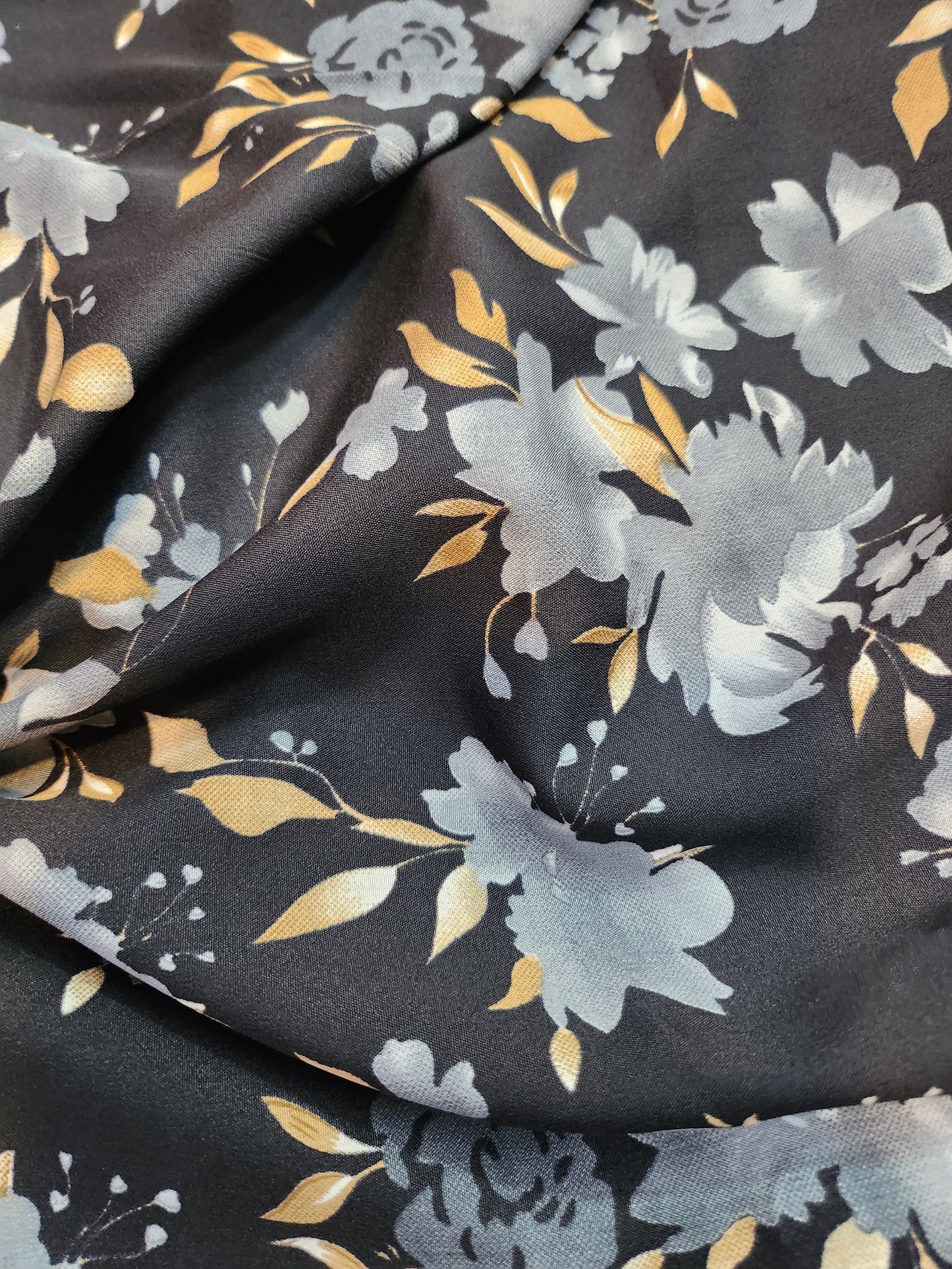 Pure Rayon Cotton with Katha work black color & floral print