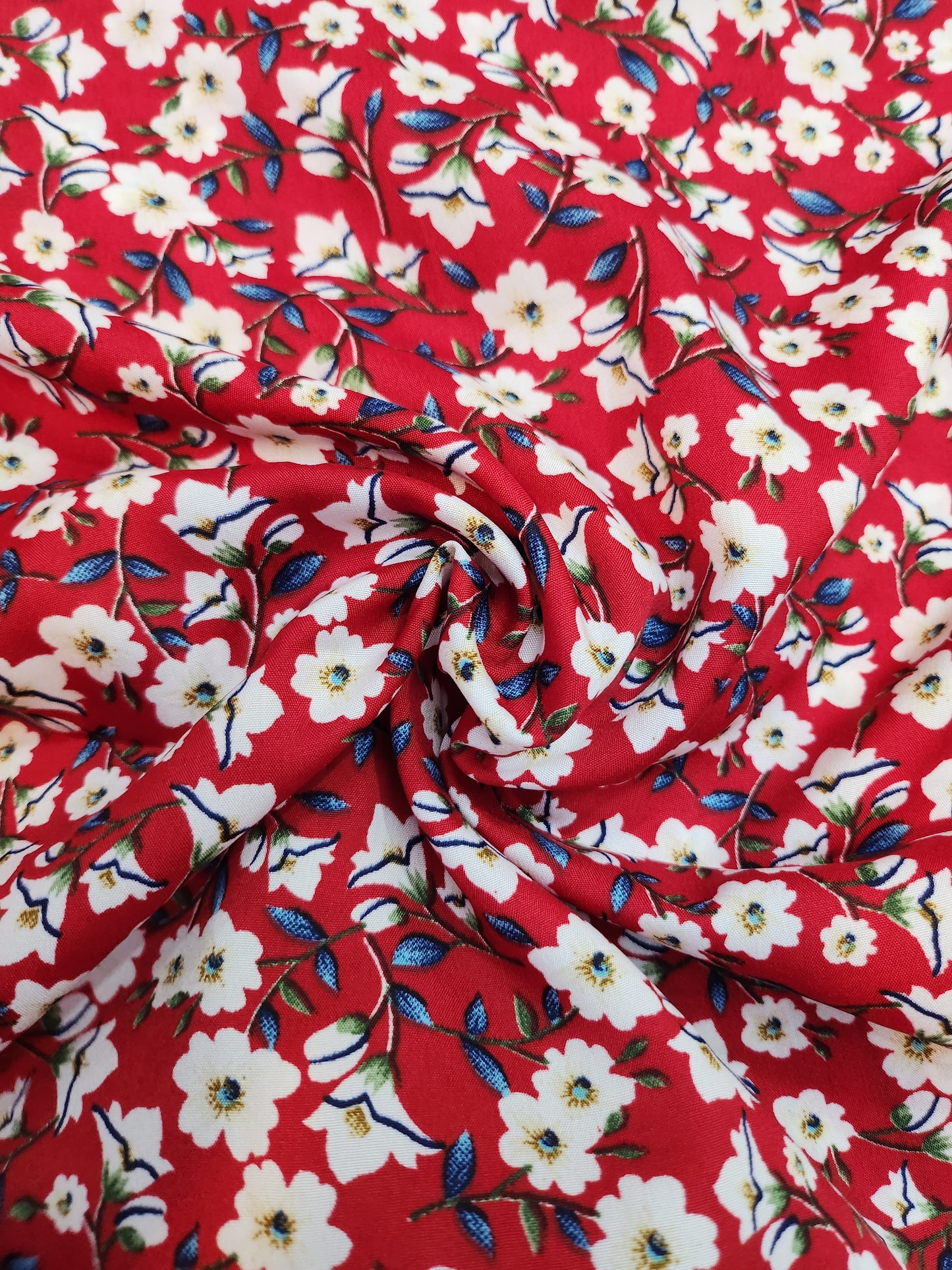 Red Color Crepe with color floral Print