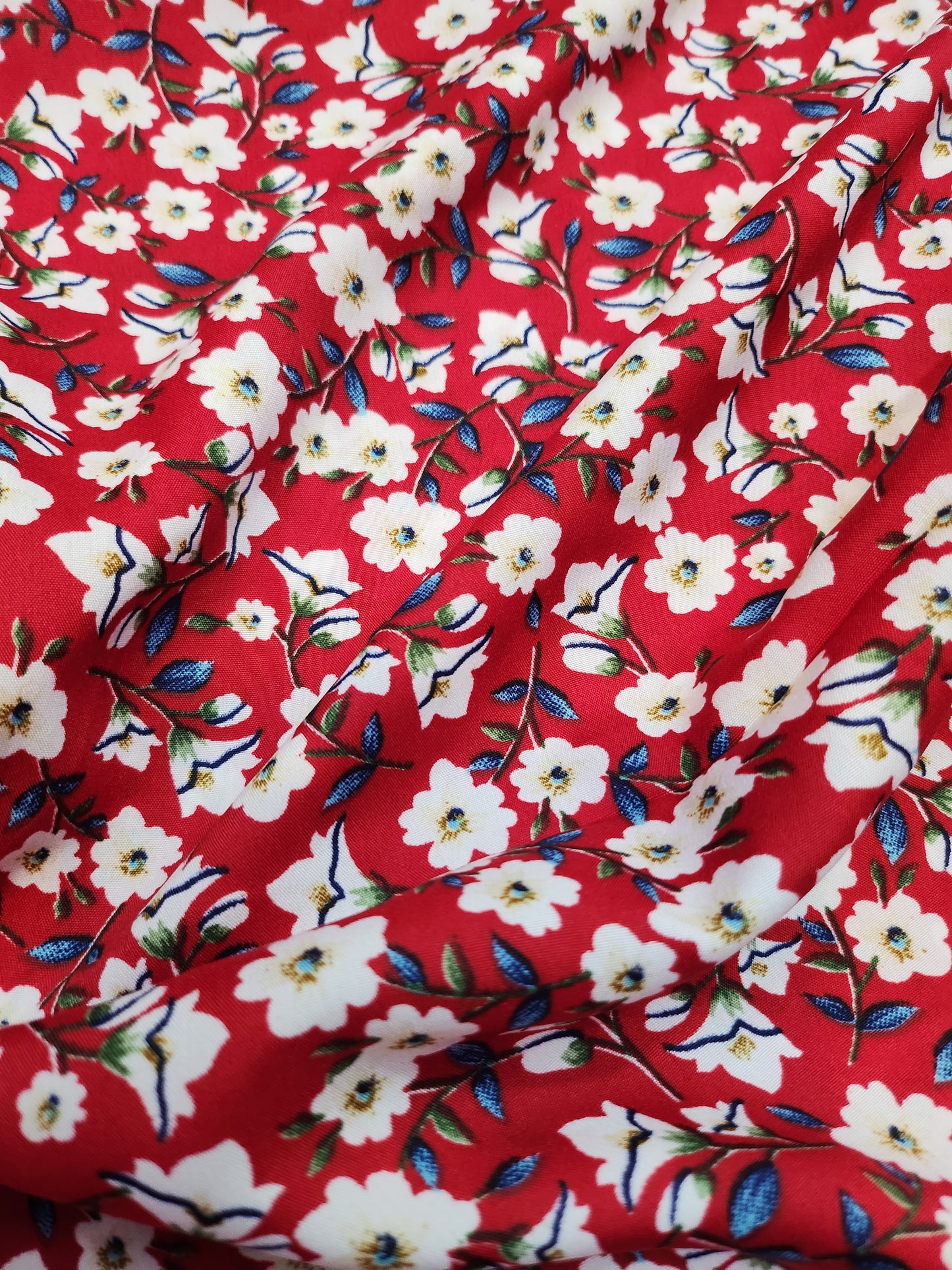 Red Color Crepe with color floral Print