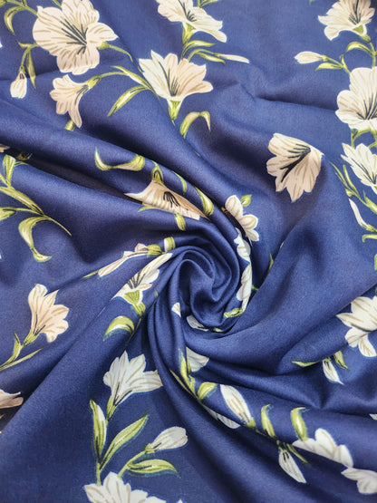 Pure Rayon Cotton with Katha work blue color & floral work