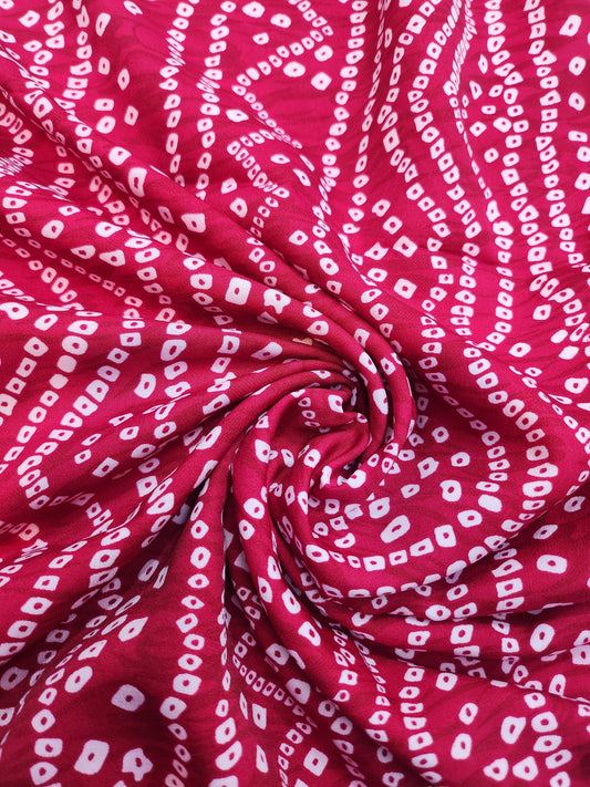 Pink Color Crepe with bandhani Print