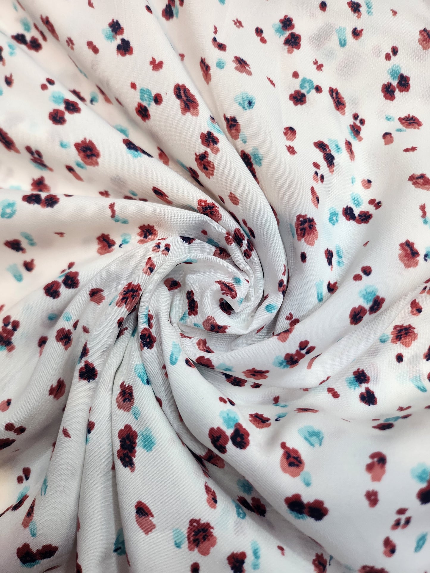 White Color Crepe with Abstract Print