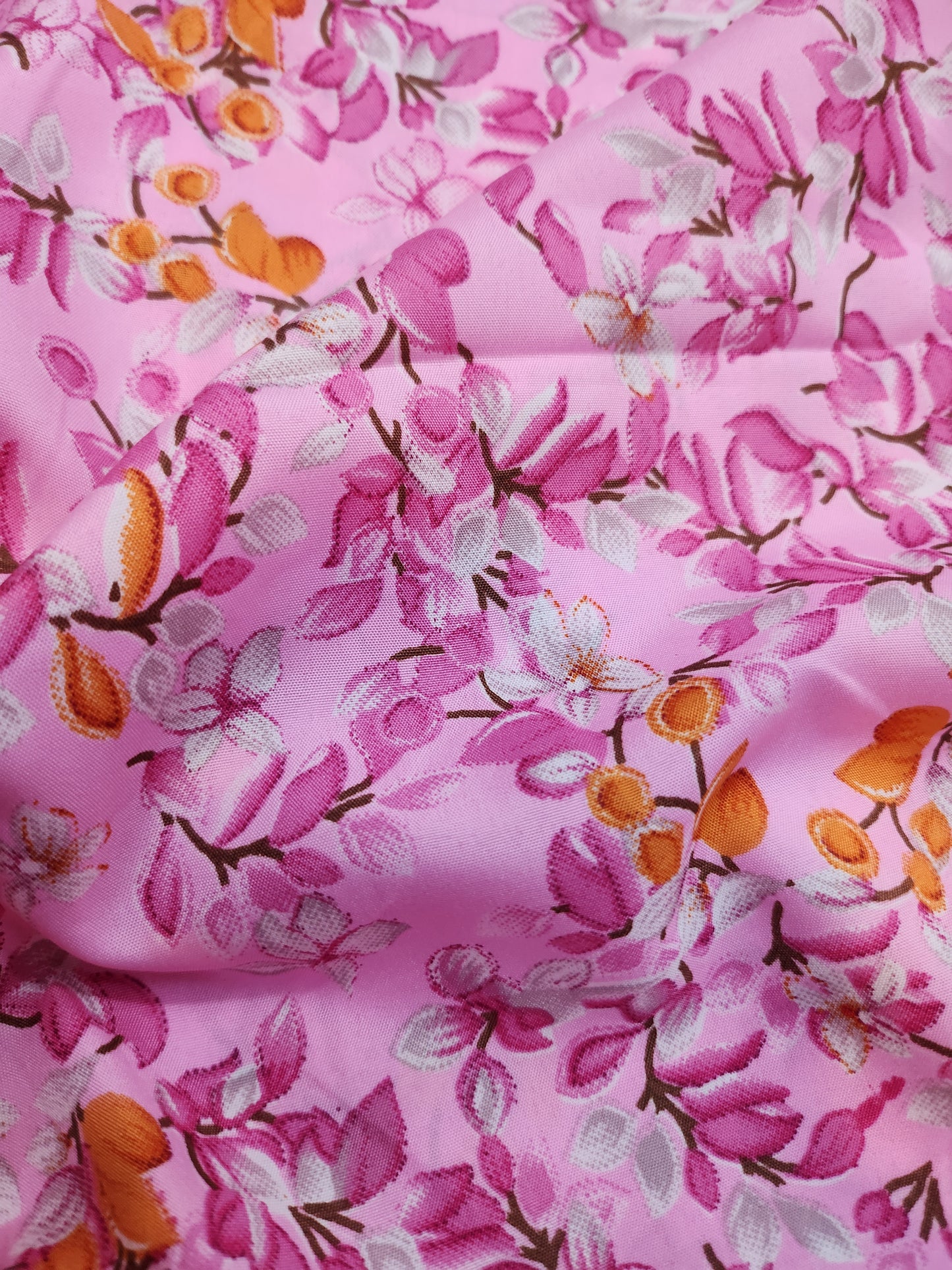 Pink Color Crepe with Floral Print