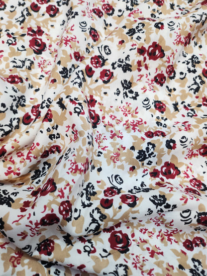 White Color Crepe with Floral Print