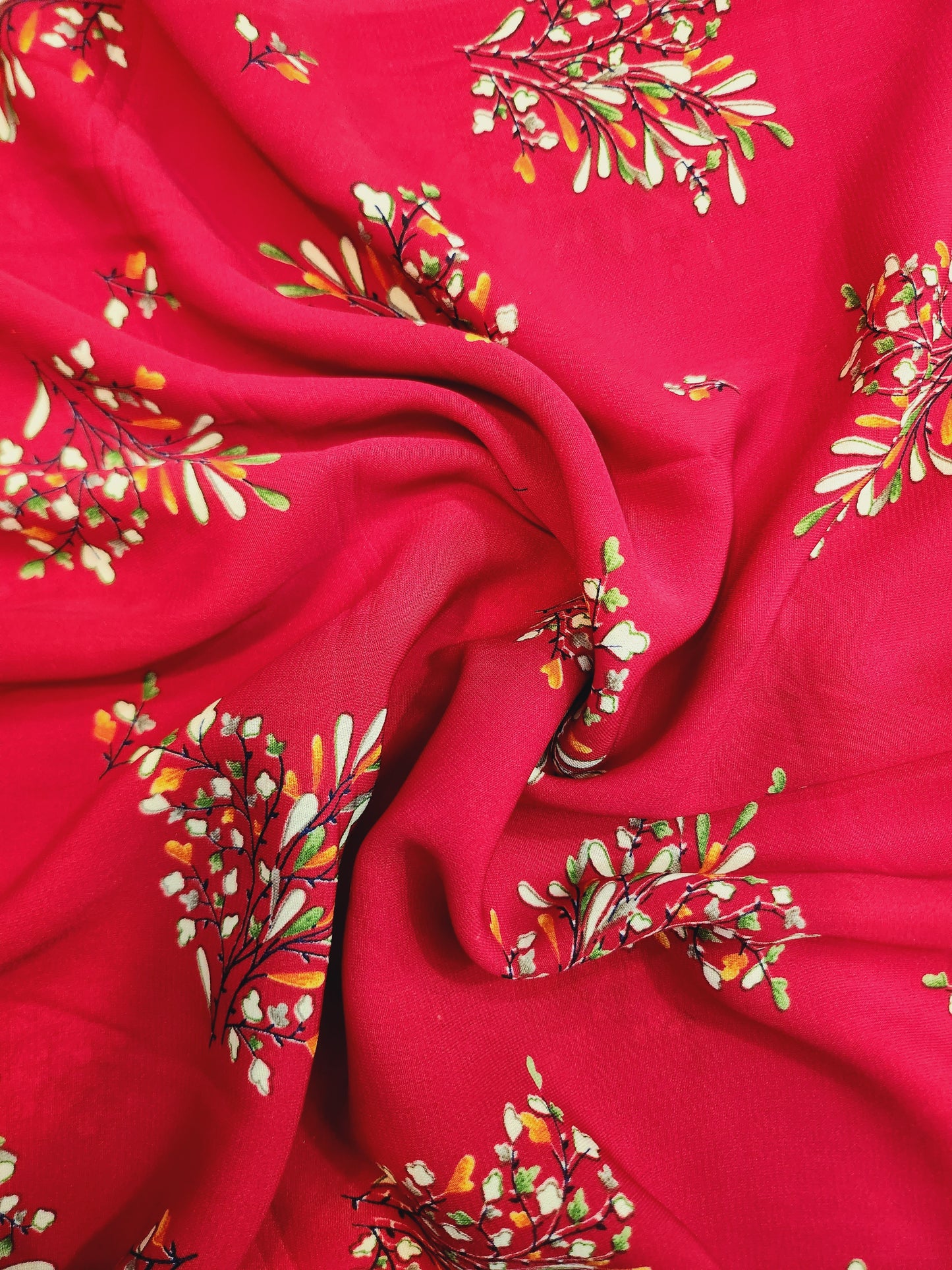 Red Color with floral printed Pure Georgette Fabric