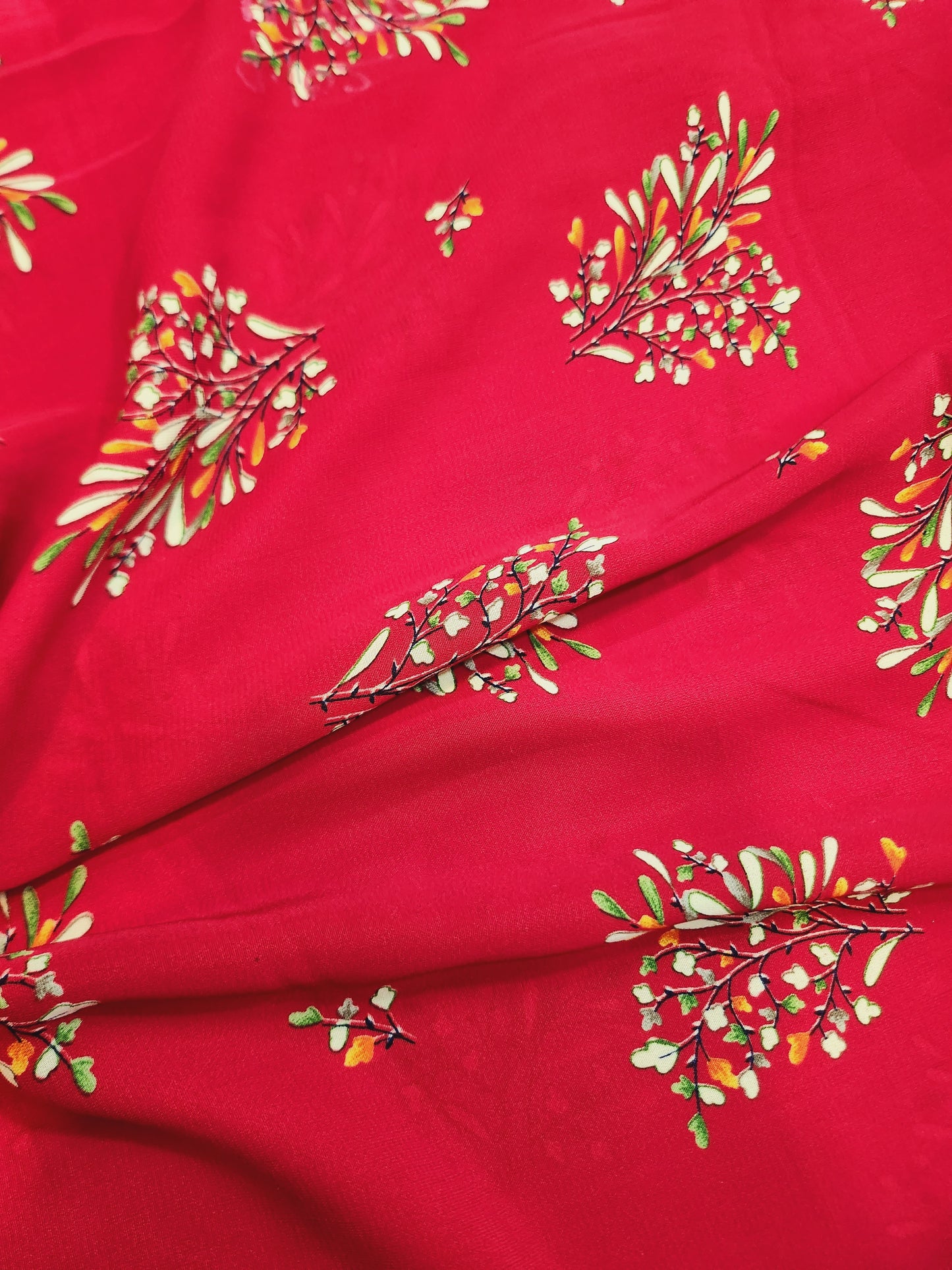 Red Color with floral printed Pure Georgette Fabric