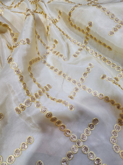 Pure uppada silk with abstract sequence & thread work