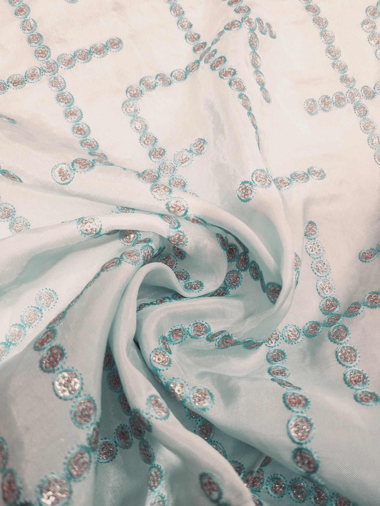 Pure uppada silk sky blue color with abstract sequence & thread work