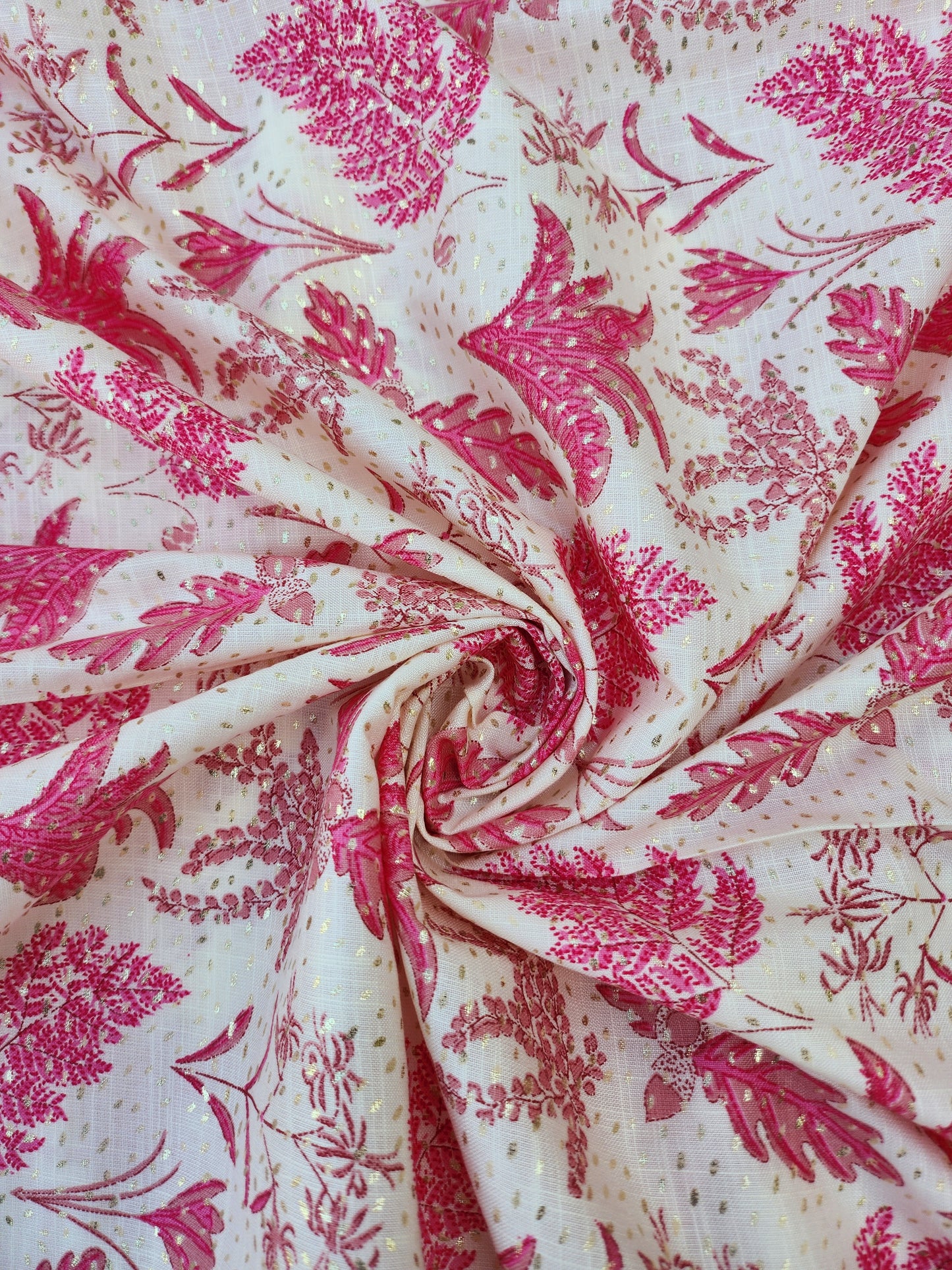 Pure Rayon Cotton with Pink Color Floral and Abstract design