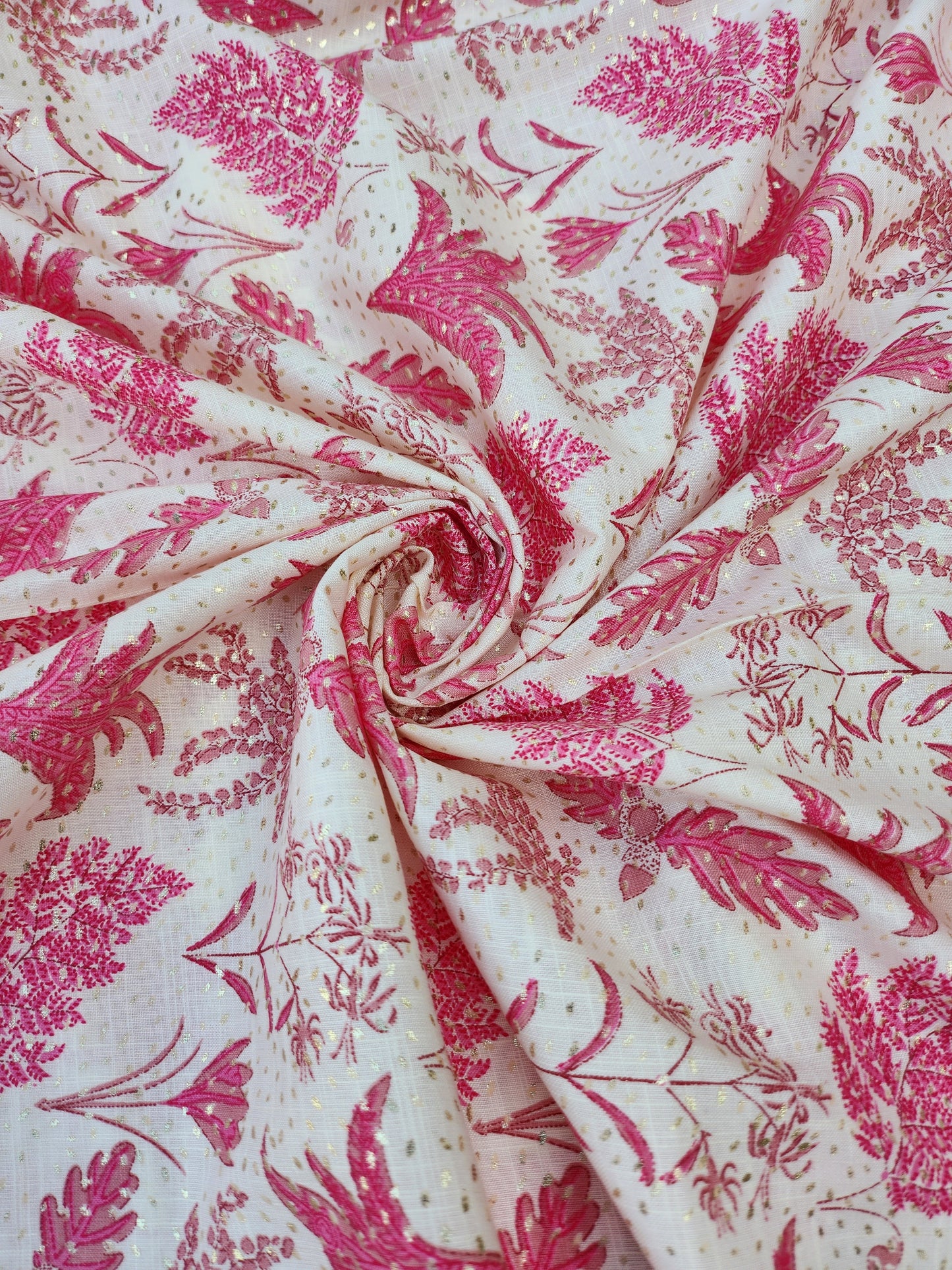 Pure Rayon Cotton with Pink Color Floral and Abstract design