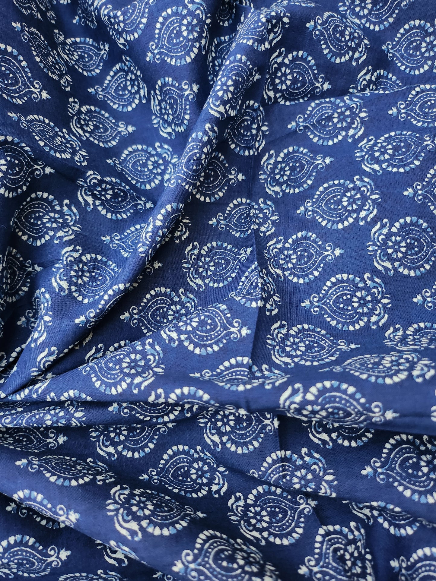 Cotton Suit Indigo Color with Floral Block Print