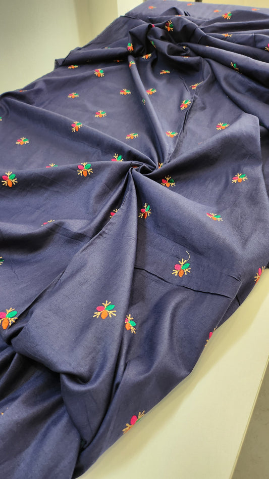 Pure Cotton With Kutch Embroidery Work Navy Blue