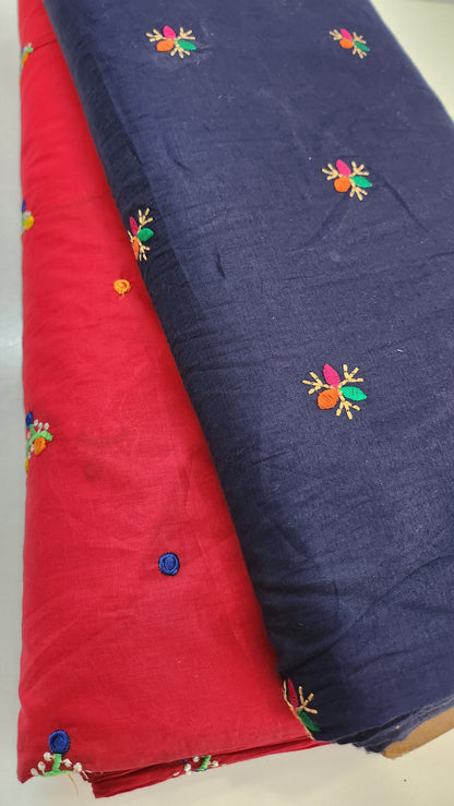 Pure Cotton With Kutch Embroidery Work Red