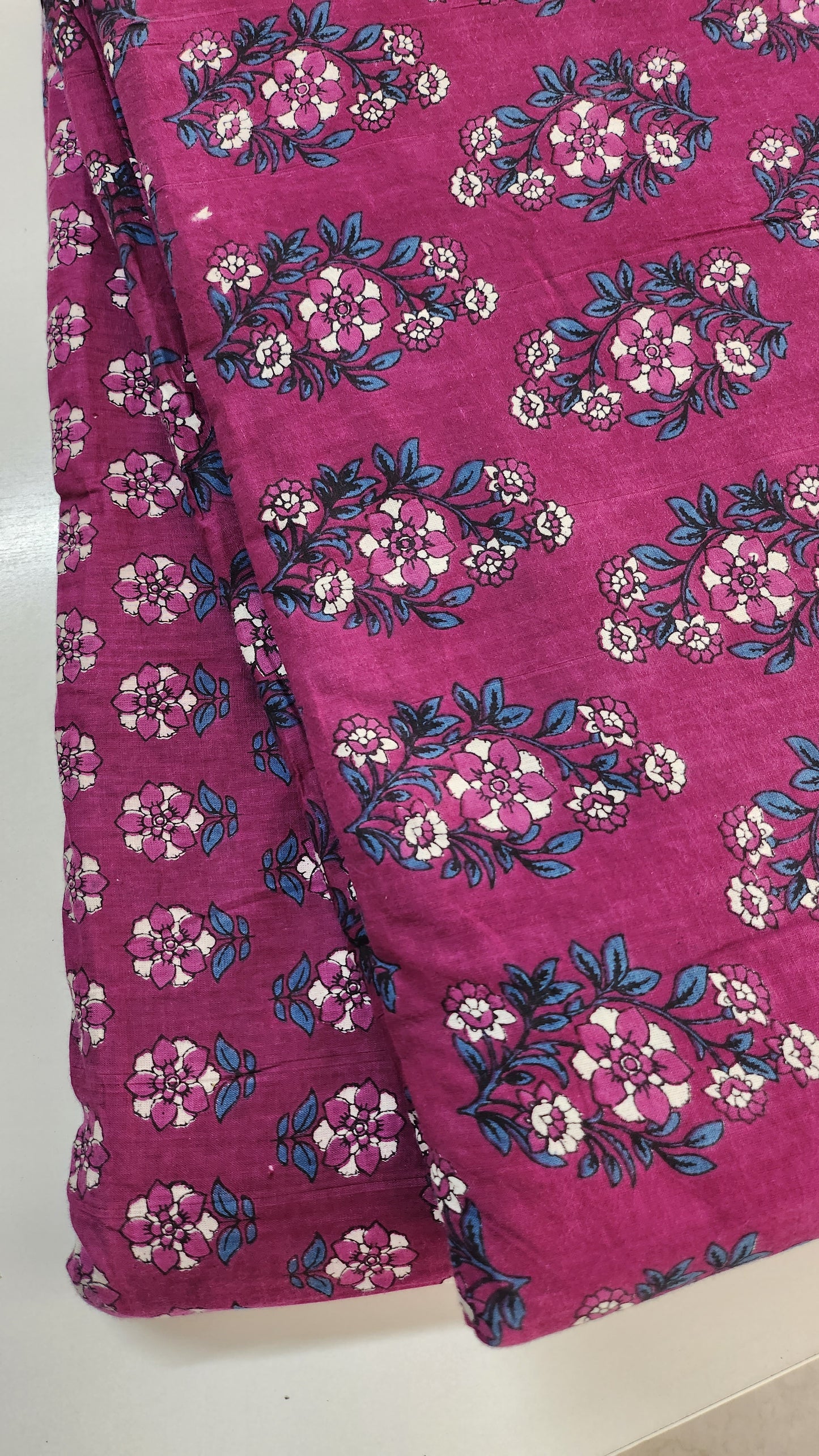 Medium Violet Red Pure Cotton Fabric With Small Floral Print