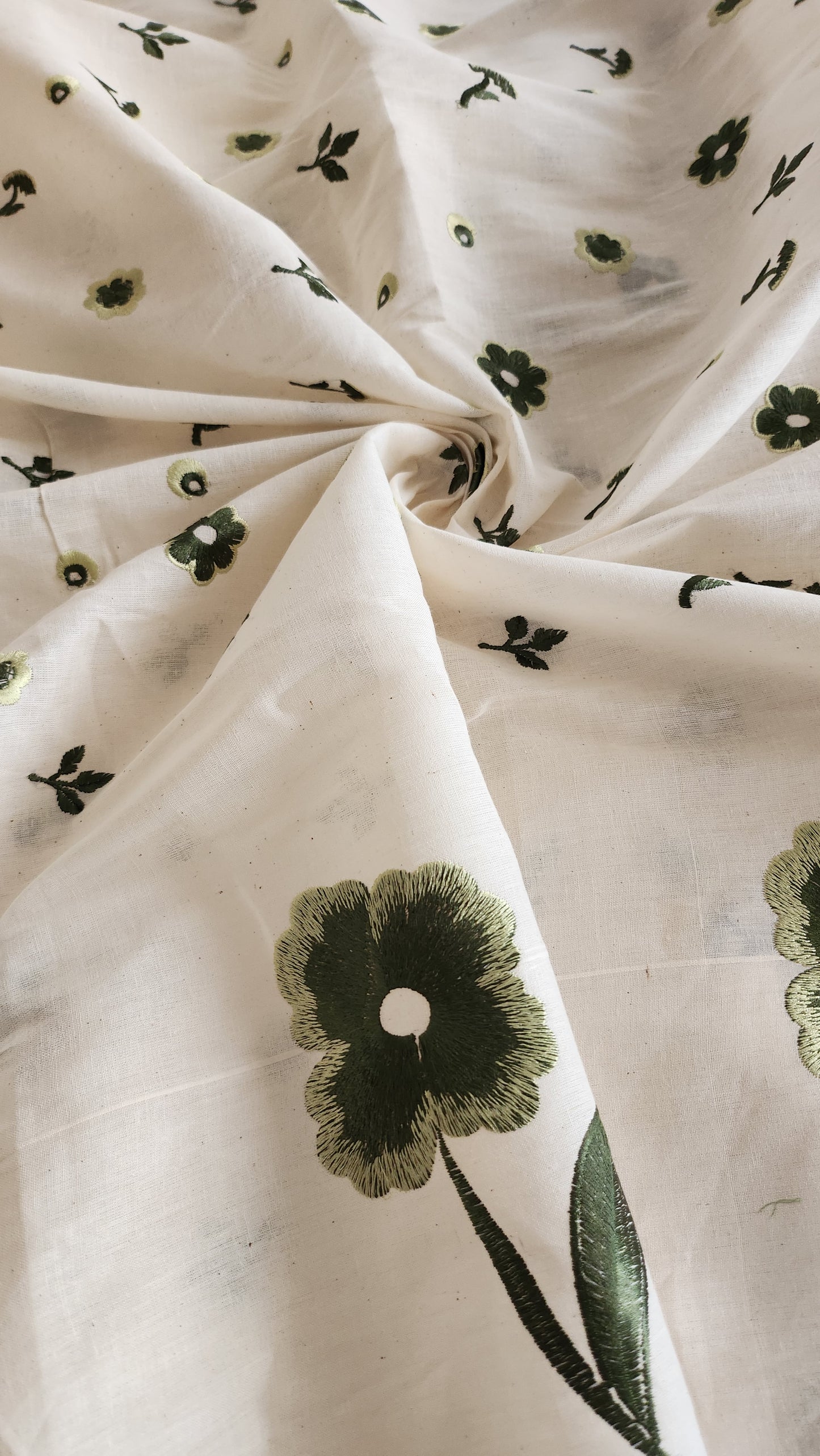 Pure Kora Cotton Floral Embroidery With Daman Work
