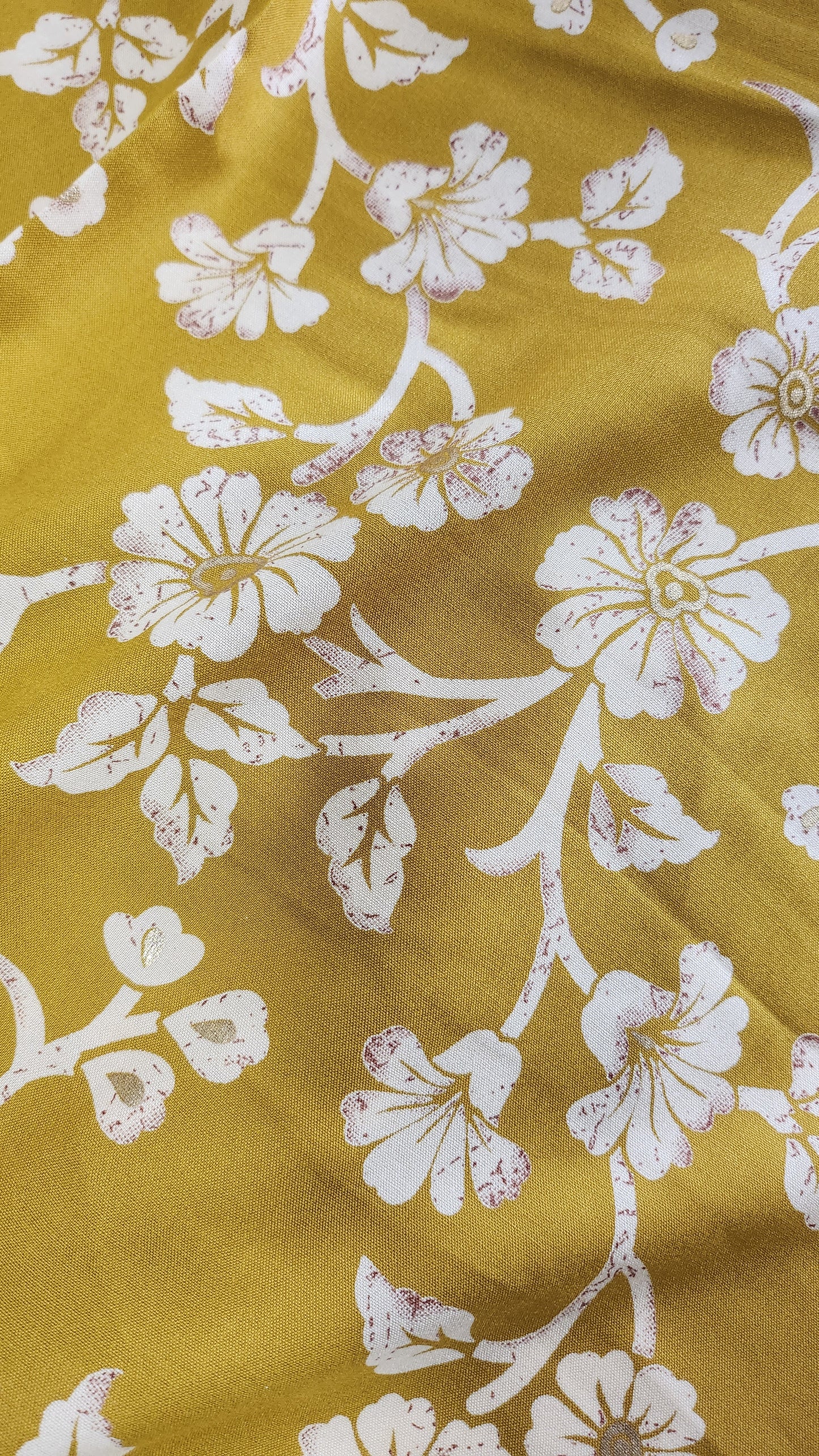 Pure Rayon Cotton Suit Set with Mustard Color Floral and Abstract Design