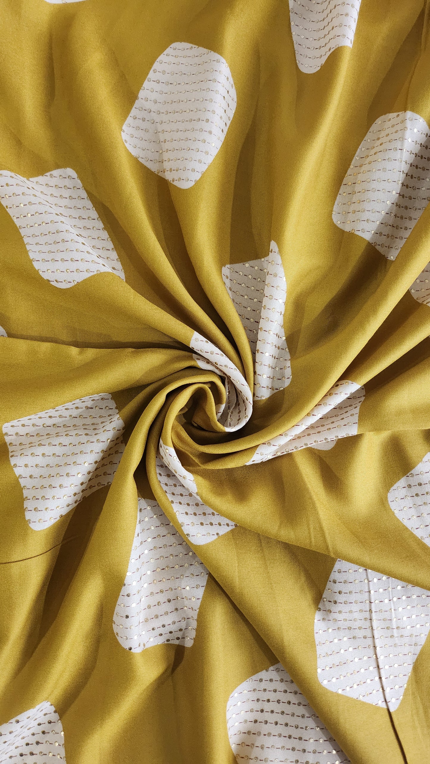 Pure Rayon Cotton Suit Set with Mustard Color Floral and Abstract Design