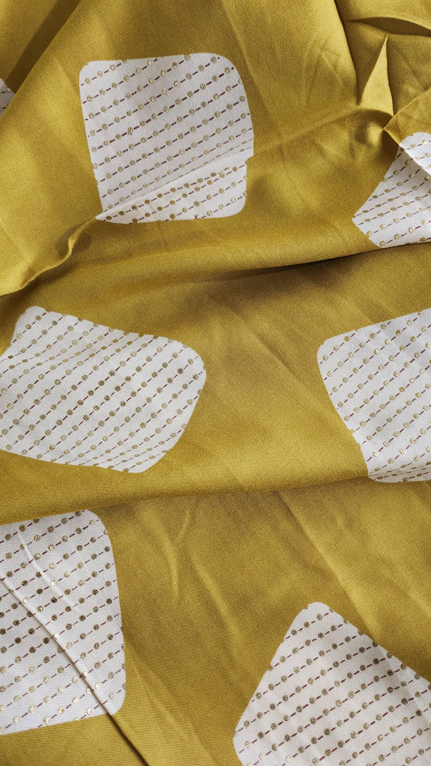 Pure Rayon Cotton Suit Set with Mustard Color Floral and Abstract Design