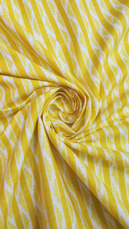 pure cotton yellow color with straipe yellow white print