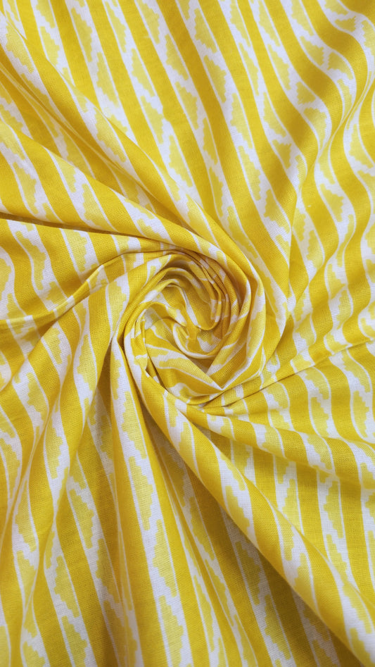 pure cotton yellow color with straipe yellow white print