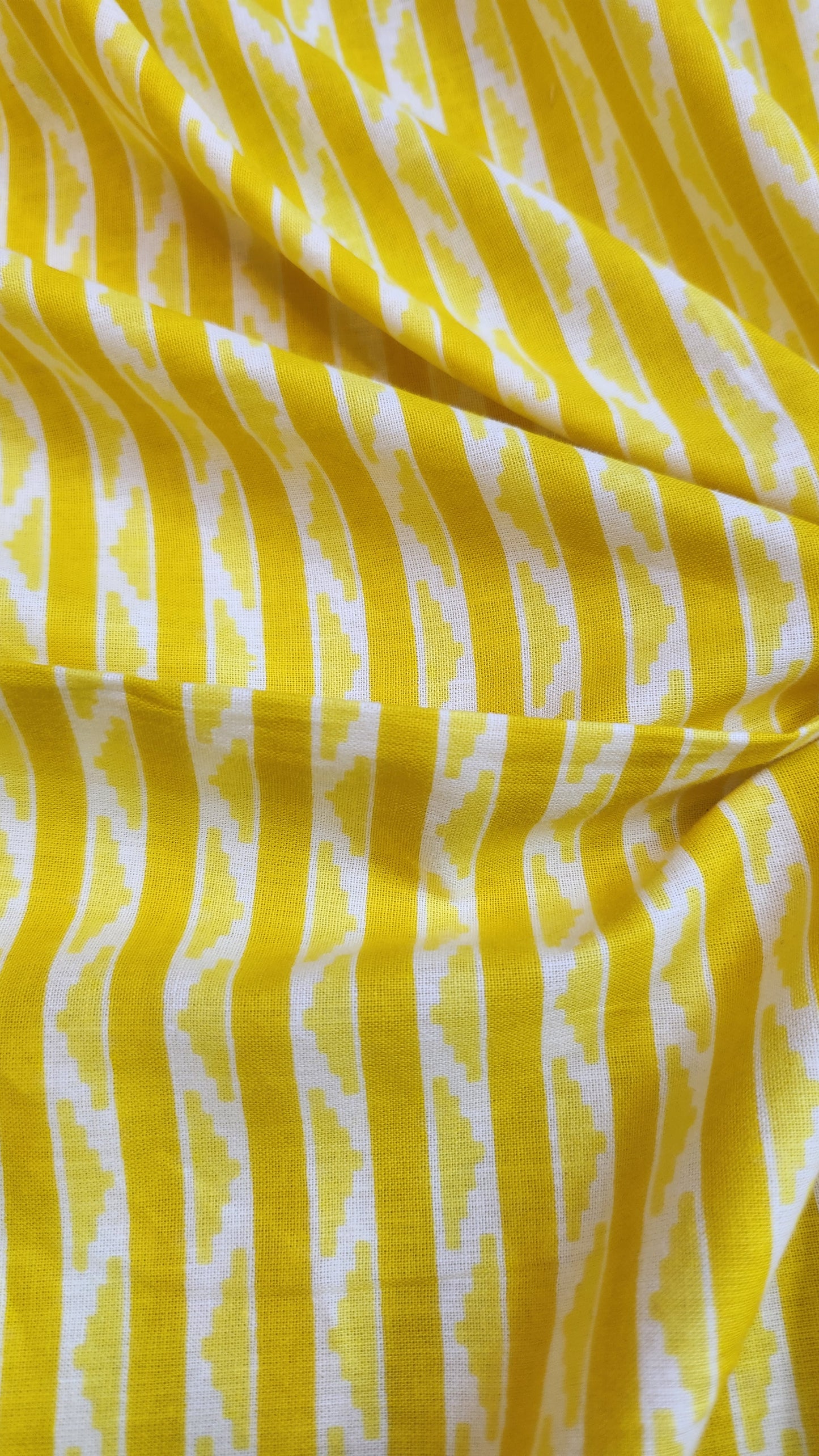 pure cotton yellow color with straipe yellow white print