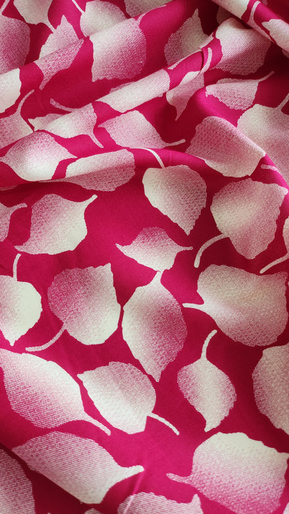 Rayon Cotton Pink color white Leaf shaded Print