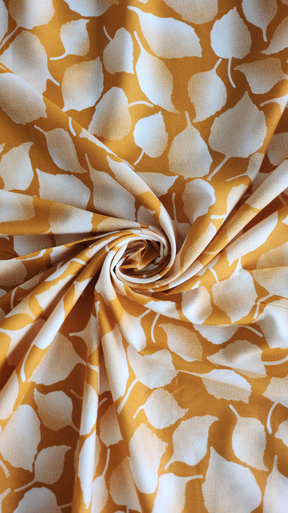 Rayon Cotton Yellow color white Leaf shadid Print