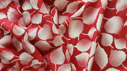 Rayon Cotton Red color white Leaf shaded Print