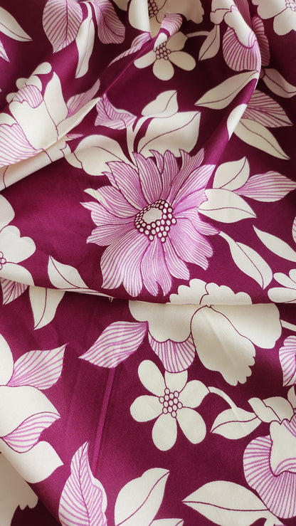 Rayon Cotton Purple color with white floral Print