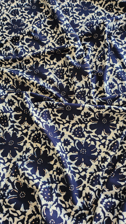 Pure Rayon Cotton indigo color with floral Print All Over