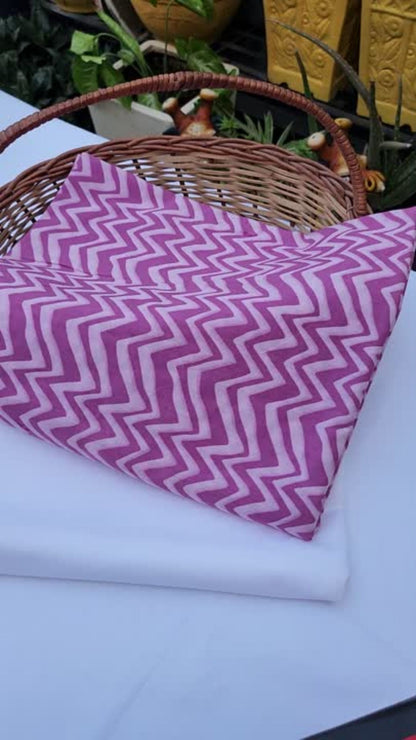 White & Violet color stripe design with Pure cambric cotton