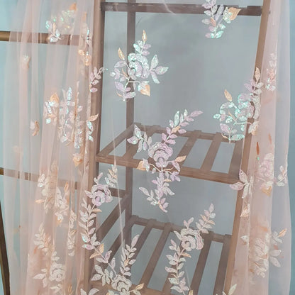 Champagne Color with Floral Sequence fabric