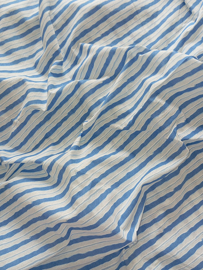 White & Azure color stripe design with Pure cambric cotton