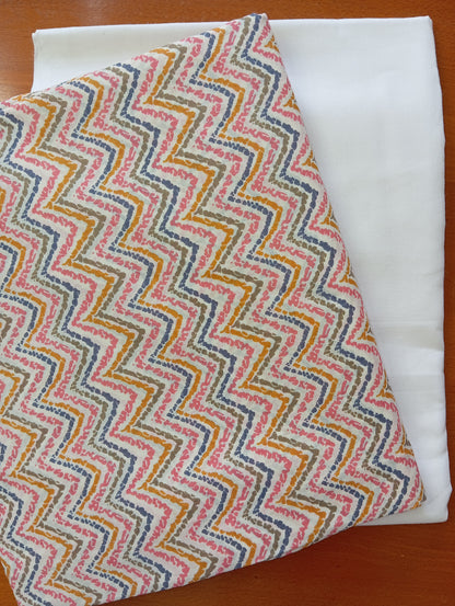 Multi color Zigzag design with Pure cambric cotton