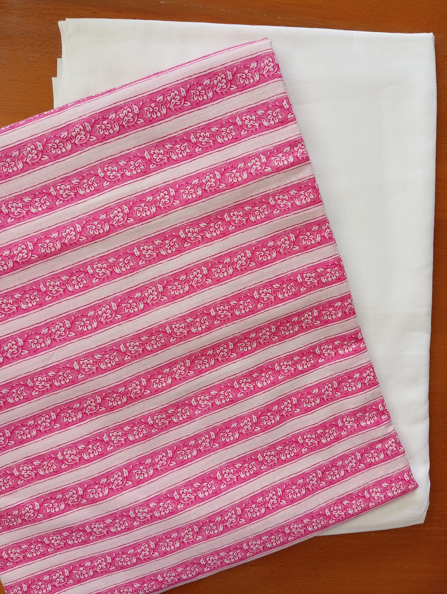 Pink & white color stripe design with Pure cambric cotton