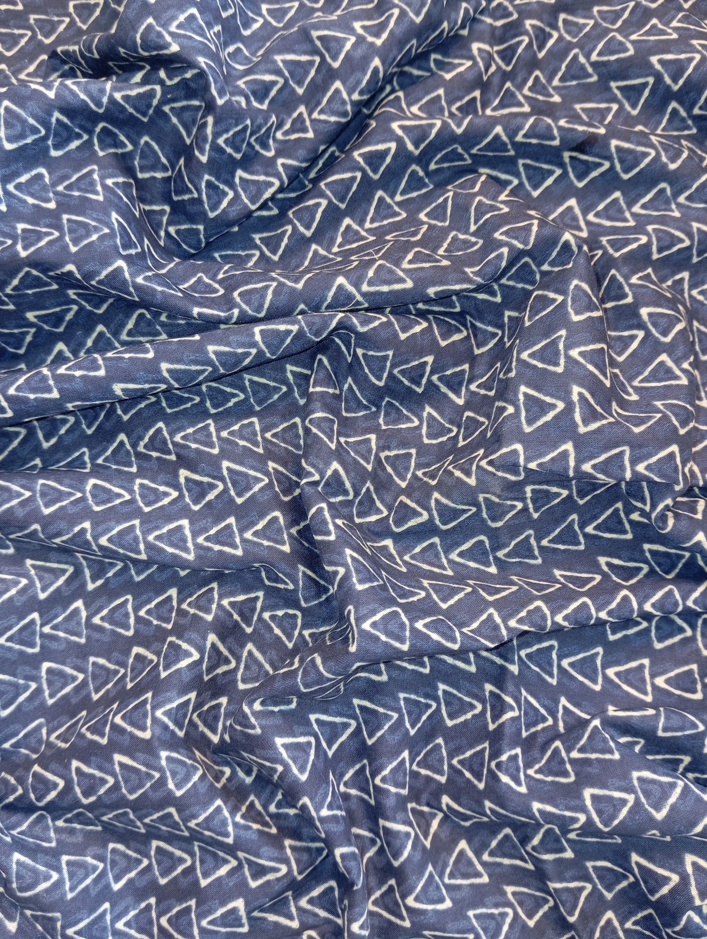 White & Navy Blue color triangle design with Pure cambric cotton