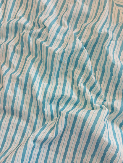 Turquoise color stripe design with Pure cambric cotton