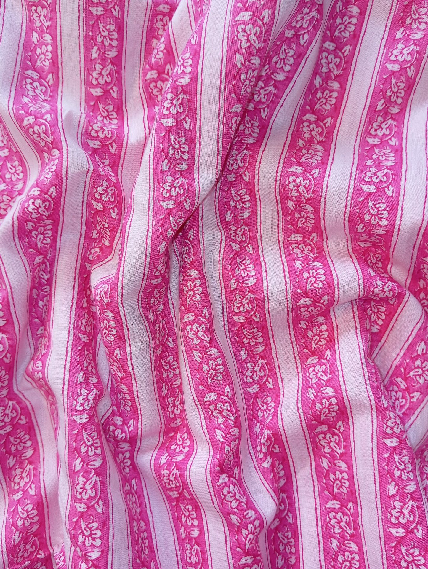 Pink & white color stripe design with Pure cambric cotton