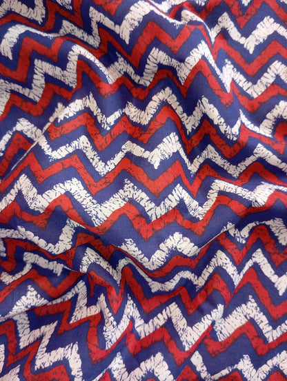 Multi color Zigzag design with Pure cambric cotton