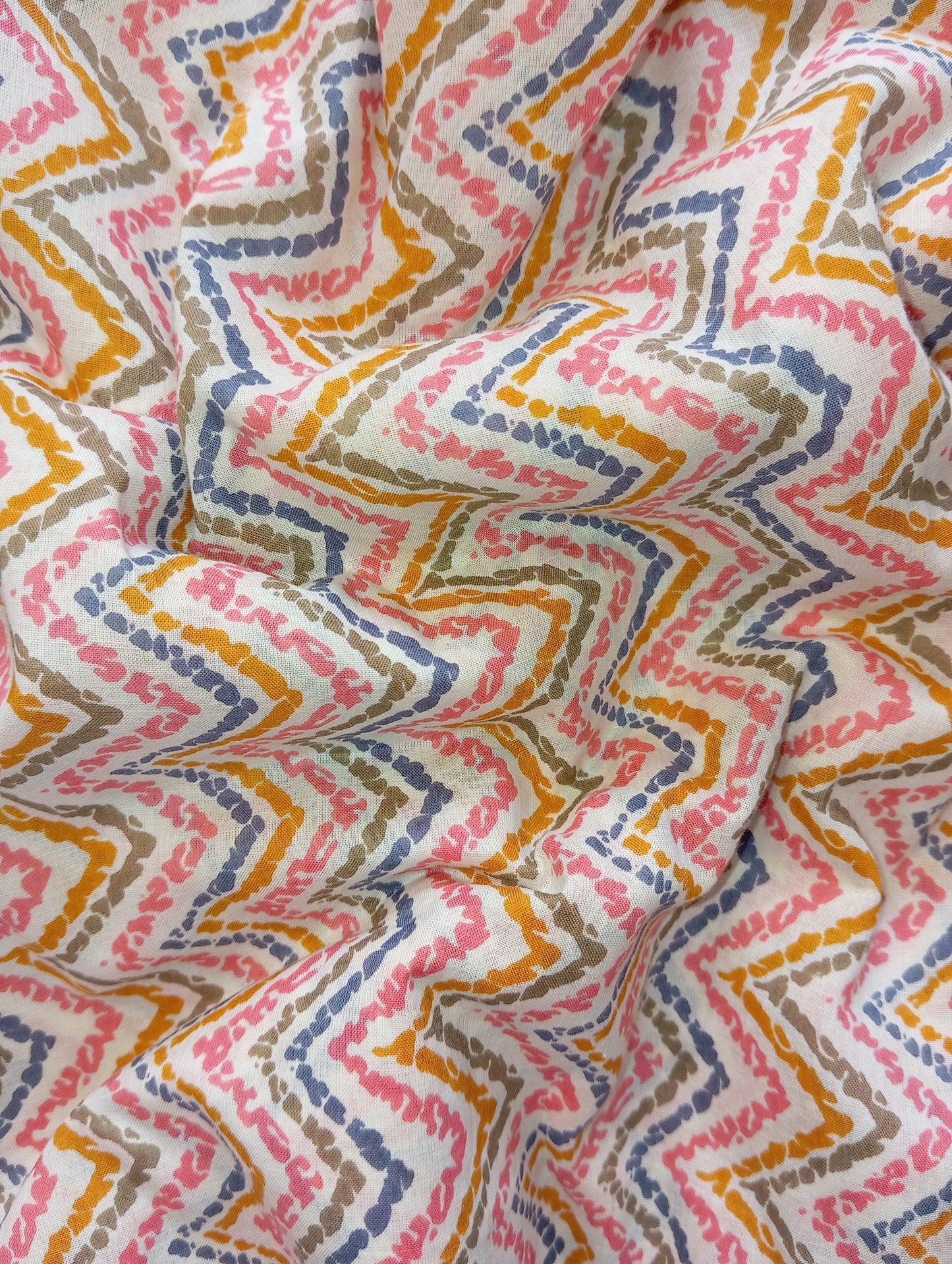 Multi color Zigzag design with Pure cambric cotton